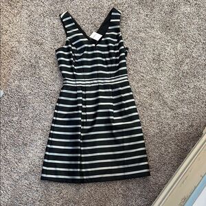 JCrew NWT black and silver stripe “fancy” dress perfect for winter weddings